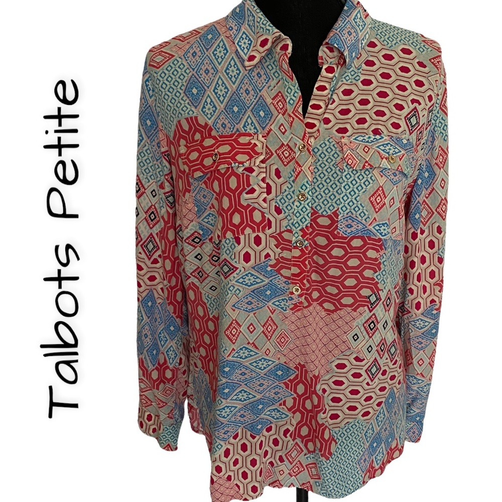 TALBOTS PETITE Palm Beach Summer Tunic, Medium Petite